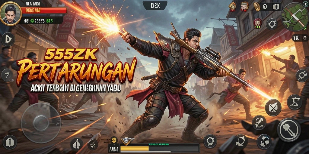 Tangkapan layar utama 555ZK menampilkan gameplay aksi yang menarik.