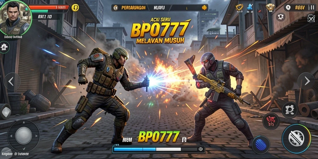 Tampilan gameplay seru dari BPO777 dalam pertarungan aksi.