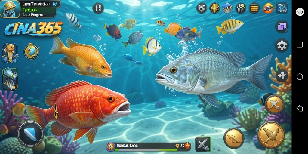 Tampilan gameplay seru di CINA365 saat memburu ikan.