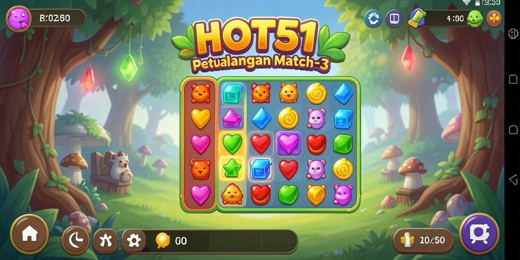Tampilan menarik dari gameplay HOT51 yang seru dan penuh warna.