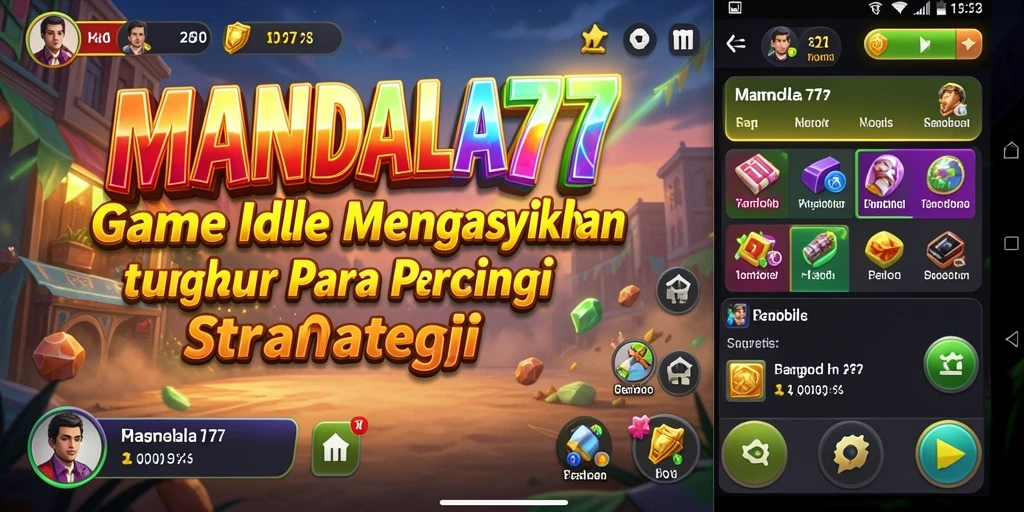 Tangkapan layar utama MANDALA77 menampilkan gameplay strategis dan manajemen sumber daya.