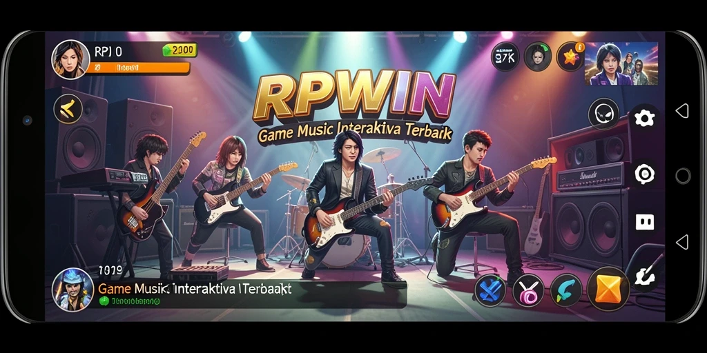 Screenshot gameplay RPWIN menampilkan penggunaan alat musik virtual.