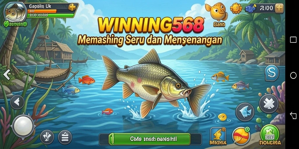 Tampilan gameplay WINNING568 yang menarik saat memancing ikan besar.